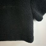 Lululemon Black Textured Fleece Embroidered Logo Cropped Tee/Top Size 4 Photo 11