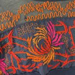 Free People  Bohemian Linen Embroidered Poncho Top Oversized Medium Summer Flowy Photo 10