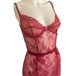 Women’s medium red lace slip teddy lingerie babydoll chemise with garter straps Photo 1