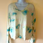 Freshman Soft Brights Pastel Floral Cropped Sweater Sz XL Blue Photo 1