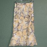 Vintage butterflies and flowers skirt pastel yellow midi length Size XL Photo 4