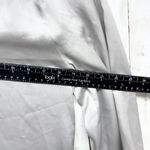 ZARA  Basic Top Women Sz XS Satin Button Front Long Sleeve Blouse Silver V Neck Photo 3