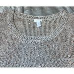 Chico's  Metallic Knit Sweater Vest Womens 2 Beige Sparkle Casual Work Neutral Photo 4