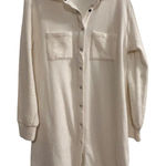 BP Tunic Shirt Dress Fleece Long Sleeve Collared Pockets Cream Size S Photo 0