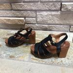 White Mountain  Footbeds Aldridge Dress Sandals Black Wood Platform Boho 8 Photo 5