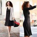 Betabrand  Black Shapeline Ruched Wrap Front Travel Stretch Jersey Dress Medium Photo 1