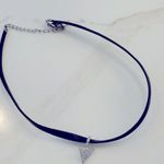 Silver Triangle Pendant on Black Fashion Choker Photo 0