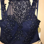 Say Yes To The Prom  Size 7 Navy Blue Dedazzled Top. New With Tags Photo 4