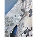 Calvin Klein  Peach Floral/Grey Button Up Blouse Size M‎ Flowers Ruffles EUC Photo 4