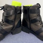 Boc Rosalee Black Grey Faux Leather Buckle Lace Up Moto Combat Boots Women 10M Gray Size 10 Photo 6
