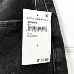 Good American NWT Black Good Boy Straight Leg Denim Jeans Busted Knee 6/28 Photo 5