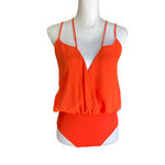 Charlotte Russe NWT Orange Wrap Bodysuit Size S Photo 2
