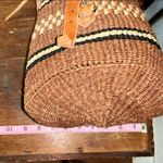 Brown Leather and Woven Backpack with African Theme Elephant Design Tan Photo 7