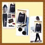 Love quilted sweatshirt Street wear athleisure casual back to school Black Size M Photo 1