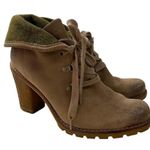 UGG  Authentic Calynda Tan Mid Ankle Lace Up High Heel Boots Genuine Leather Photo 1