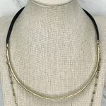 Chico's  Black Faux Leather Gold Tone Layered Chain Necklace ✨ Photo 2