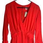 ASOS Elegant Red Dress Pleated Skirt Button Detail Rayon NWT Size 6 Cocktail Photo 1