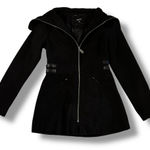 Rue 21  Womens Wool Blend Size M Black Wide Zip Up Collar Y2K Photo 0