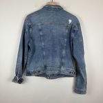 Ella Moss Denim Trucker Jacket Women Large Blue Distressed Button Front Western Photo 5