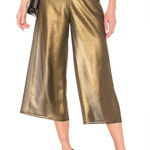 LPA  Gold Metallic Sheer High Waisted Cropped Gaucho Wide Leg Pants Size S Photo 0