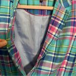 Talbots Madras Double-Button Sunshine Blazer Linen Blend Plaid Photo 4