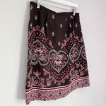 Loft NWT Ann Taylor‎  Silk Paisley Floral Heart Skirt Brown Red White Size 8 Photo 3