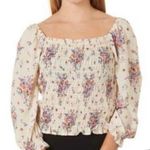 Rewind -CREAM COLOR FLORAL SMOCKED TOP-WOMENS SIZE SMALL Gorgeous top, fro t and back smocking, women’s size small, excellent condition  Measurements: Bust: armpit to armpit 14-18 inches  Length: shoulder seam to bottom 17 inches Photo 0