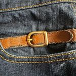 Vintage St John Sport Blue Denim Jeans Brown Leather Accents Buckle Gold Logo Size 8 Photo 5