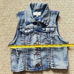M. Michel Juniors Small Blue Sleeveless Cropped Jean Jacket Distressed Size undefined Photo 8