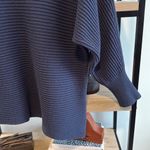 CAbi  Utopia Dark Blue Ribbed Sweater Knit Asymmetrical Hem #6232, L Photo 3