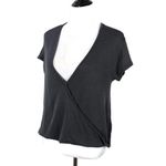 We The Free  Free People Minimalist Wrap‎ Top Size XS Gray Deep V Neck Capsule Photo 2