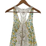 Free People  Yellow Floral High Low Crochet Inset Tank Top Flowy size XS Photo 5