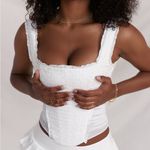 House Of CB  Eyelet Mesh Corset Top M - White Photo 2
