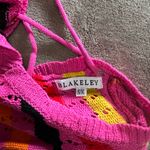 BLAKELEY Colorful Striped Knit Short Sleeve Sweater Tie Up Back Sz S/M EUC Pink Size M Photo 2