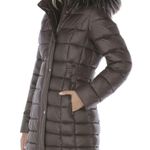 Laundry by Shelli Segal Quilted Puffer Coat Faux Fur Hood Coffee/Brown Medium Photo 1