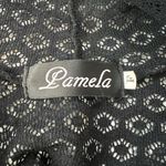 Pamela Black Open Front Hooded Crochet Cardigan Lightweight Boho Layer Size M Photo 3