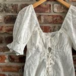 Sabo Skirt Sabo Amoura White Lace Up Puff Sleeve Mini Dress, M Photo 3