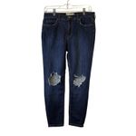 Free People Denim Skinny Jeans Dark Wash Mid Rise Stretch Distressed 29"β # Photo 1