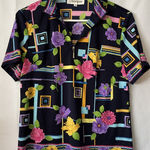 Mariposa Women's Flower Geometric 1/4 Zip Cool Funky Shirt Blouse Boho Beach‎ Photo 0