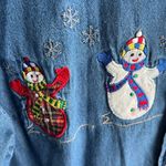 White Stag Vintage  snowman embroidered denim button up size 16W Photo 1