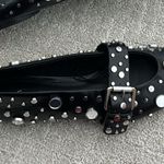 ZARA NWOT  mirrored dot studded pointy toe ballet flat buckle Mary Jane black Photo 4