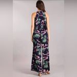 Miss Avenue JustFab Tropical Print Halter Top Wide Leg Pant 2pc Set Blue Pink M Photo 1