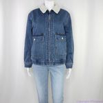 Madewell NEW Sherpa-Lined blue Denim Zip Jacket, size M, NWT Photo 2