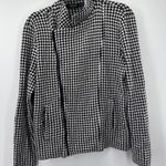 Ralph Lauren Lauren Jacket Womens XL Zip Black Wool Cashmere Blend Houndstooth Photo 0