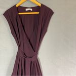 Everlane  Japanese GoWeave Short-Sleeve Wrap Dress Plum Chocolate Brown Sz 2 Midi Photo 3