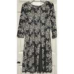 Sami & Jo  Women's Lace Embroidered Black Cream 3/4 Sleeve Dress Size M‎ Photo 1