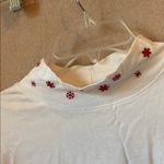 Christopher & Banks  White Long Sleeve Tee with red Floral Details xl Photo 1