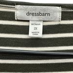 Dress Barn Tiered Short Sleeve Boat Neck Striped Green and White Top Womens 2X Photo 9