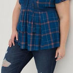 Torrid NWT Babydoll Crinkle Gauze Crochet Inset Lace-Up Top Photo 0