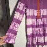 Athleta Swim Coverup Dress Embroidered Boho Half Zip Waist Tie Large Vacation Photo 2